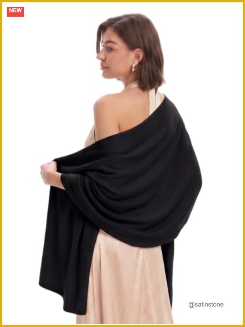 Wool Blend Pashmina Shawl Large Warm Scarf Wrap Poncho for Women